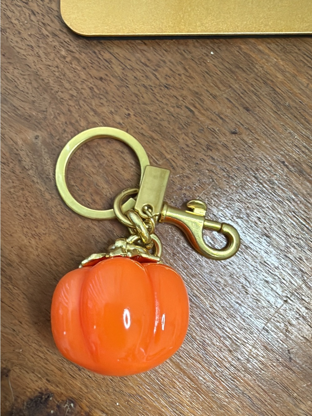 Orange Pumpkin Bag Charm Keychain – Gold-Tone Hardware – Halloween/Fall Accessor - Picture 6 of 7